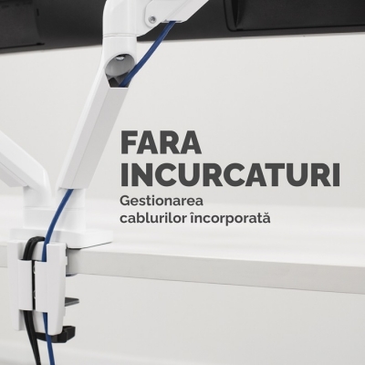 Brat pentru monitor dual individual, culoare alb, seria Platinum Fellowes
